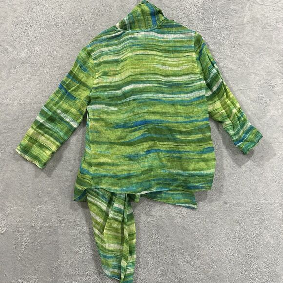 Jones New York Open Front Cardigan Long Sleeve Women M Green Exotic Linen - Picture 3 of 7